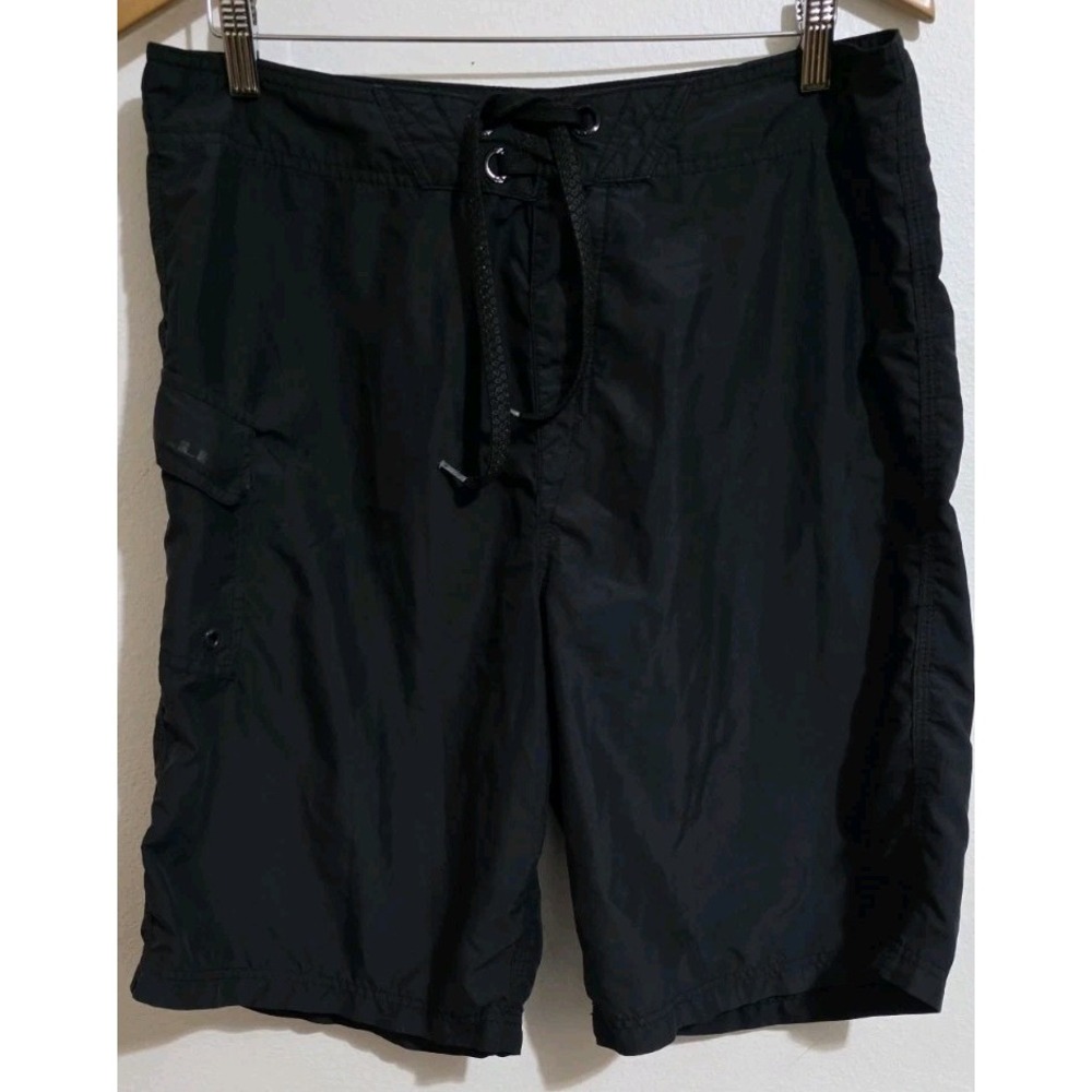 Oakley Cargo Swim Trunks Shorts Black Mens Sz 34 Pockets Drawstring